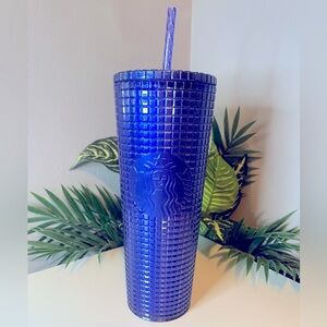 🌟Starbucks Glitter Blue Grid Venti Cold Cup Tumbler, Blueberry Pearlized 24oz